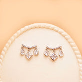 Crystal Charm Curve Stud Earrings